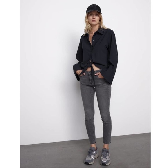 Zara Denim - ZARA High Rise Skinny Jeans Womens Size 6 Light Grey